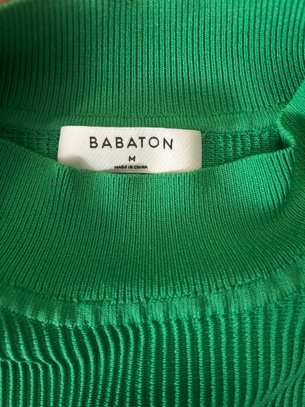 Babaton Green Ribbed Knit Sweater